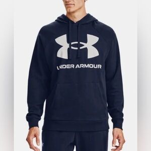 Under Armour Men's Midnight Navy UA Rival Fleece Big Logo Pullover Hoodie
